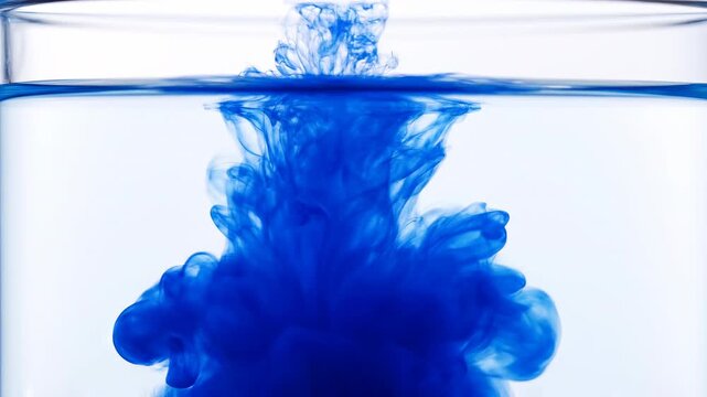 Blue Ink Swirling in Clear Water, Concept of Creativity and Fluidity