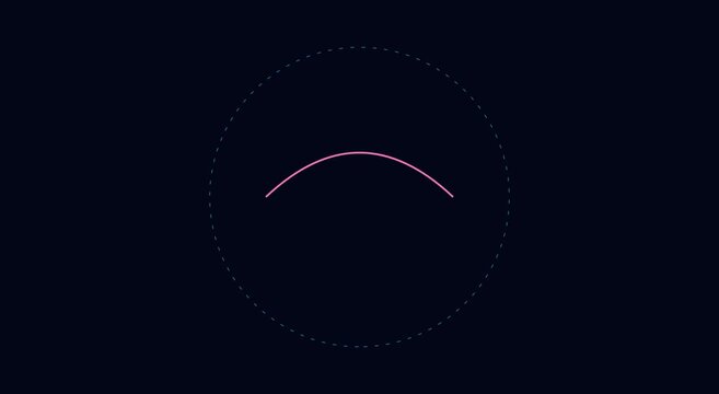 Minimalist loading spinner animation with pulsing pink arc and circular path animation
