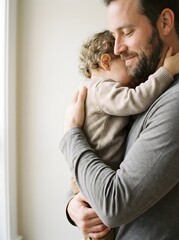 Fototapeta premium Affectionate father and toddler sharing a loving embrace