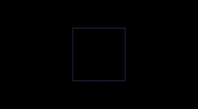 Minimalist neon purple square frame pulsing on animation black background
