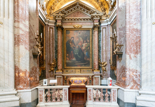 The relics of Saint Stanislaus Kostka in a side chapel of Sant'Andrea al Quirinale baroque styled church in Rome, XVII century work of the famous architect Lorenzo Bernini, Italy	
