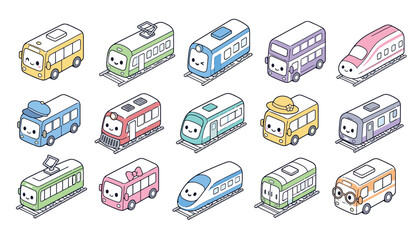 Colorful cartoon bus vehicles collection. © Kenn