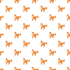 Fototapeta premium Ginger fluffy dog standing illustration creating a playful seamless animal pattern