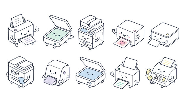 Cute cartoon printer machines.