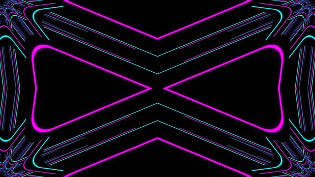 Cyan and Pink Neon Line Kaleidoscope Background VJ Loop in 4K