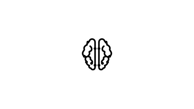 Human brain icon with dots moving animation isolated on white background