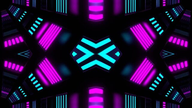 Cyan and Pink Reverse Slowed Strobe Kaleidoscope Background VJ Loop in 4K