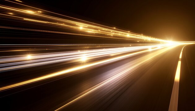 Dynamic golden light trails high speed streak on black background 黒背景を高速で駆け抜けるダイナミックな金の光の軌跡 イラスト