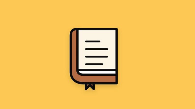 Animated Minimalist Book Icon on Yellow Background
