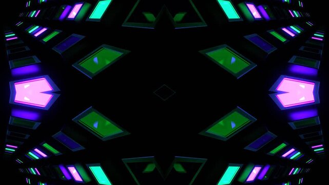 Purple and Turquoise Slowed Rotation Strobe Kaleidoscope Background VJ Loop in 4K