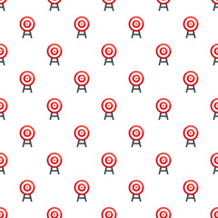 Fototapeta premium Archery target pattern repeating on white background, symbolizing accuracy, aim, and achievement