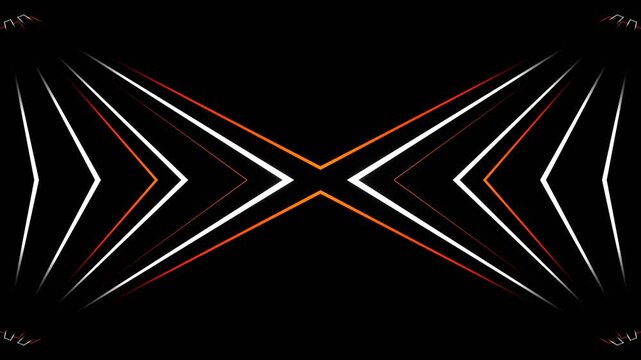 White and Orange Neon Light in Frame Kaleidoscope Background VJ Loop in 4K