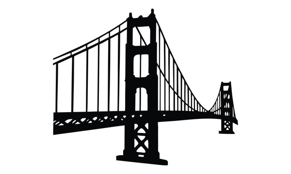 Golden gate bridge silhouette vector illustration
