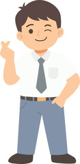 Fototapeta premium flat illustration of high school boy with pose 