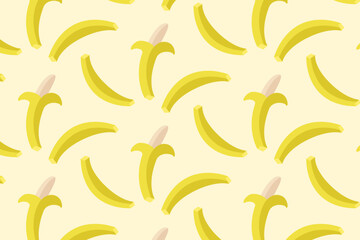 Obraz premium Banana seamless pattern with ripe bananas tropical fruit repeat background