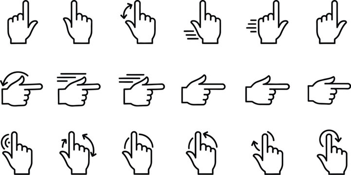 Hand icons pointing and touching
