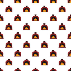 Obraz premium Fireplace icons repeating on a white background, symbolizing home comfort and heat