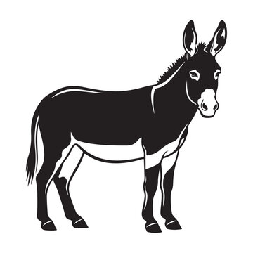 Donkey vector illustration standing in side profile for farm animal branding and livestock design