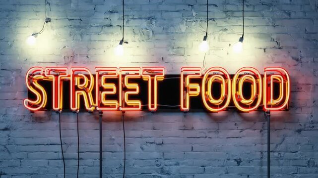 Neon sign for "street food".