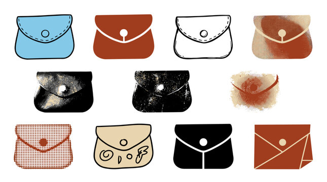 Collection of colorful envelope icons with various textures and background styles