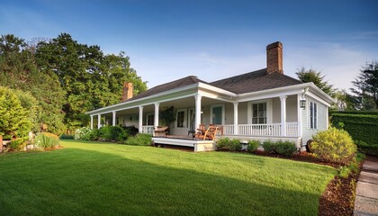 Fototapeta premium traditional porch with green grass yard