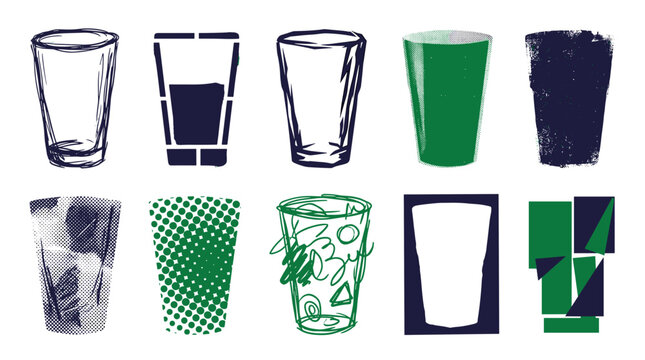 Collection of various disposable paper and plastic cups with different designs and colors