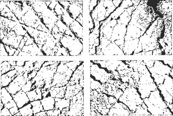 Obraz premium Overlay grunge effect textures set background illustration. Dirty grainy and scratches. Set of different distressed black grain texture. Distress overlay vector textures.