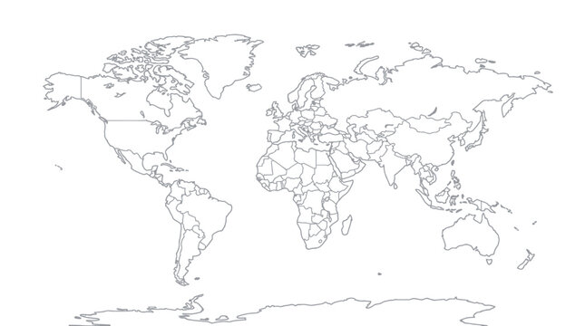 World Map Outline, Blank Political Map of Earth, Global Continents and Countries