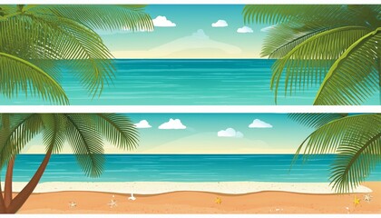 Fototapeta premium summer vacation banners with tropical beach