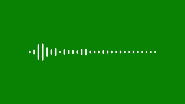 Music visualizer waveform, white audio spectrum animation on green screen background, podcast frequency meter, voice record signal lines, equalizer bars, 4k overlay