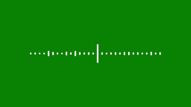 Sound spectrum animation, white audio visualizer waveform on green screen background, podcast voice frequency meter, music equalizer bars, digital signal motion, 4k
