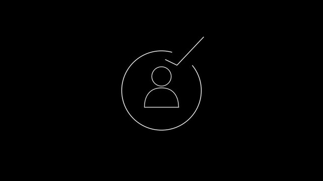 Identification access concept man icon animation on black background. right or wrong mark icon animation