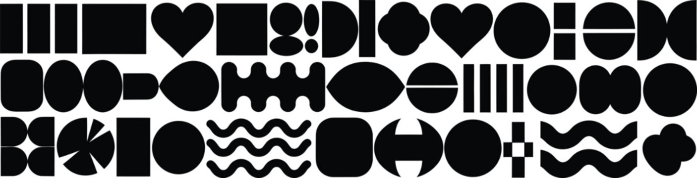 Abstract geometric shapes and design elements set