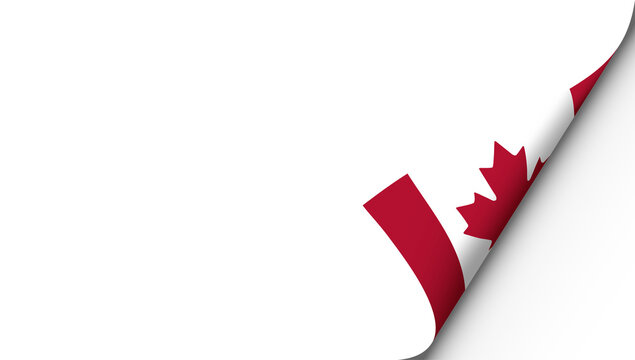 Canada flag with page curl effect on transparent background.