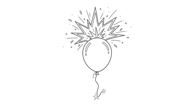 A line art illustration of a prank exploding jack-in-the-box toy surprise