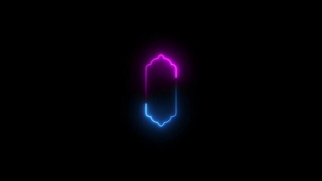 Glowing neon Arabic Islamic text box title frame border video animation ,Glowing neon line Set of linear style Islamic windows 4k video animation,Neon effect Islamic pattern frame icon animation 4k mo