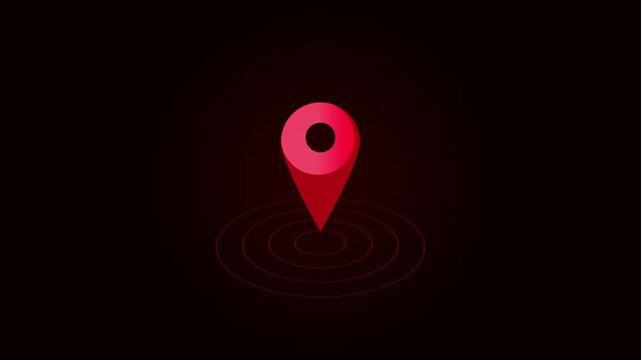 Location icon or map pin. Looping animation GPS location pointer animated and location icon