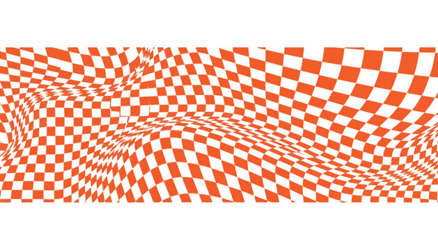 Checkered orange and white distorted wavy pattern background
