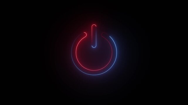 Neon animated Power Outline symbol. Digital Power Outline icon visual