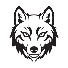 Fototapeta premium Wolf head vector illustration with bold black lines for mascot logo and tribal tattoo design
