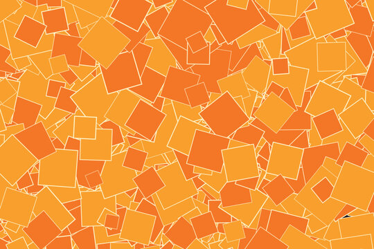 Overlapping orange and yellow squares with white borders, abstract pattern background geometric