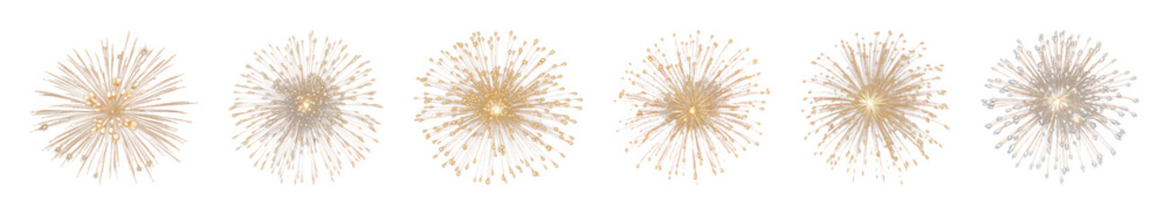 Obraz premium PNG Golden festive fireworks display on transparent background