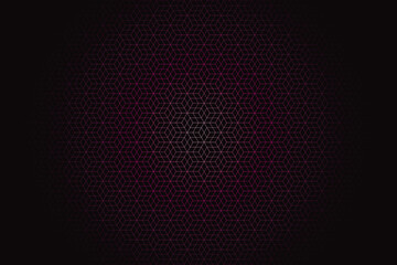 Dark purple pixelated silhouette of a cat with glowing eyes in abstract style © Solaiman77