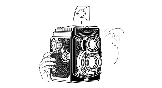 Vintage Twin Lens Reflex Camera Illustration