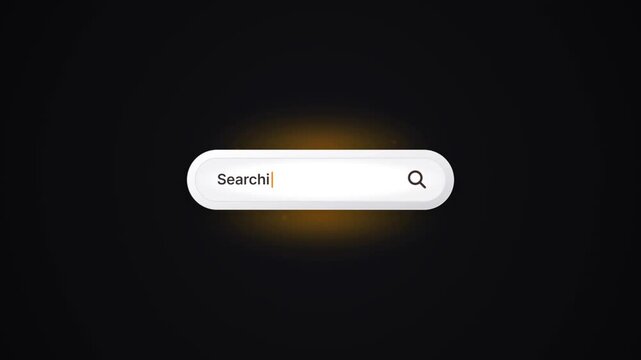 Animated search bars with glowing effects on black background