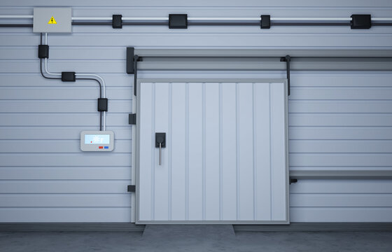 Closed refrigeration warehouse for food. 3d-rendering