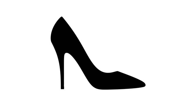 Black stiletto heel silhouette against a white background silhouette