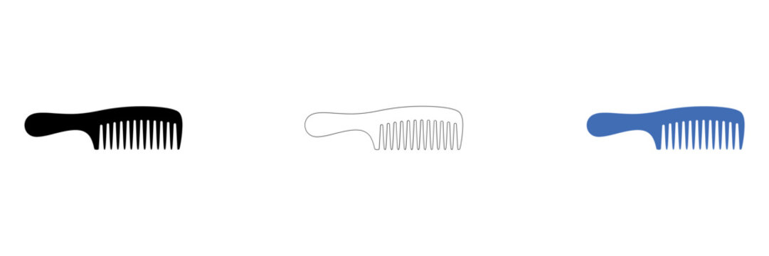 Three different hair combs set isolated on transparent background, Vector