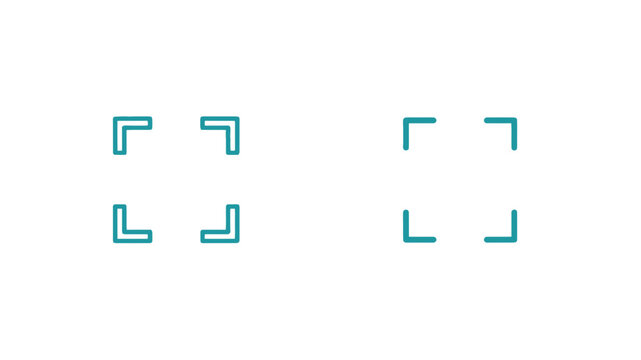 Teal linear segments forming right-angle vertices with parallel spacing and geometric framing