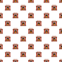 Obraz premium Repeating fireplace illustration forming a seamless pattern for winter decoration